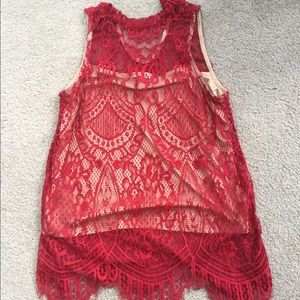 Red lace top